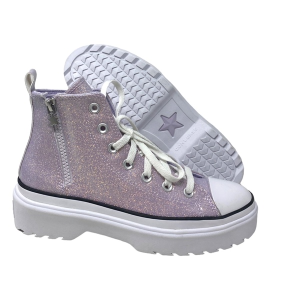 Converse Chuck Lugged Lift Sneakers Hi Synthetic Glitter Women Kids Shoe A03009C - Picture 6 of 8
